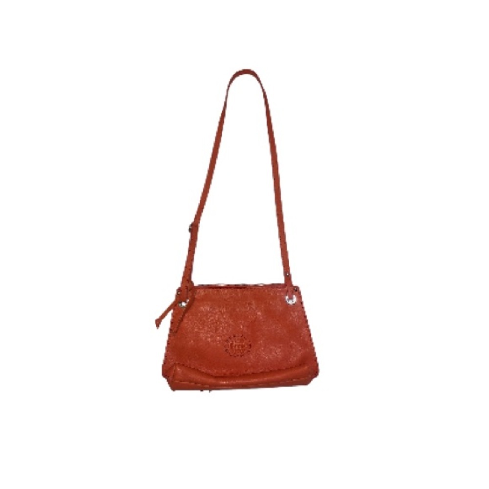 Roots Canada Orange Pebbled Leather Crossbody Bag
